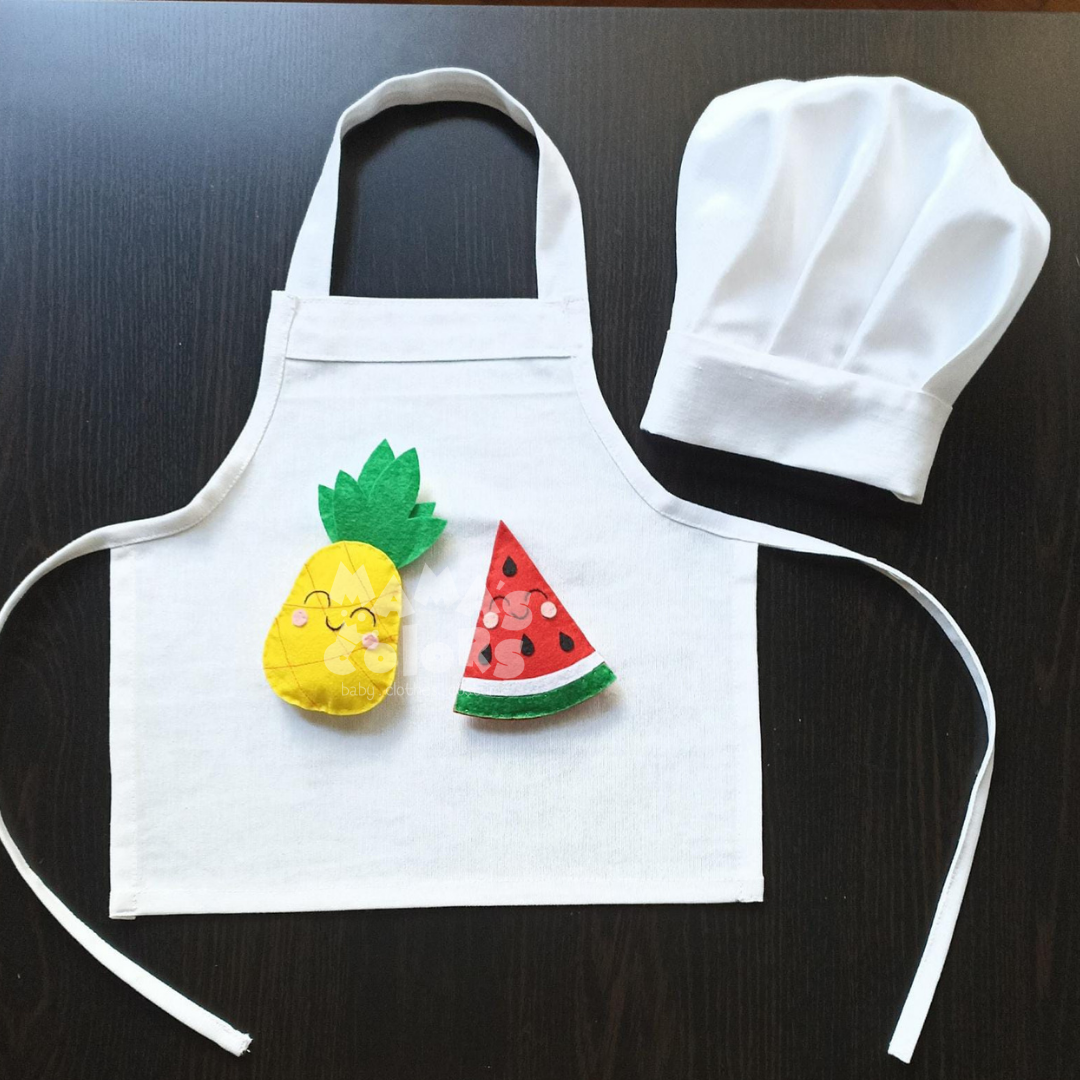 Aşçı Önlük ve Şapka (Havuç, Karpuz, Ananas, Avokado keçeleri)