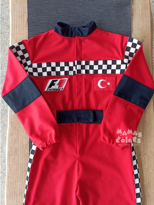 Kırmızı – Siyah Damalı Yarışçı Tulum