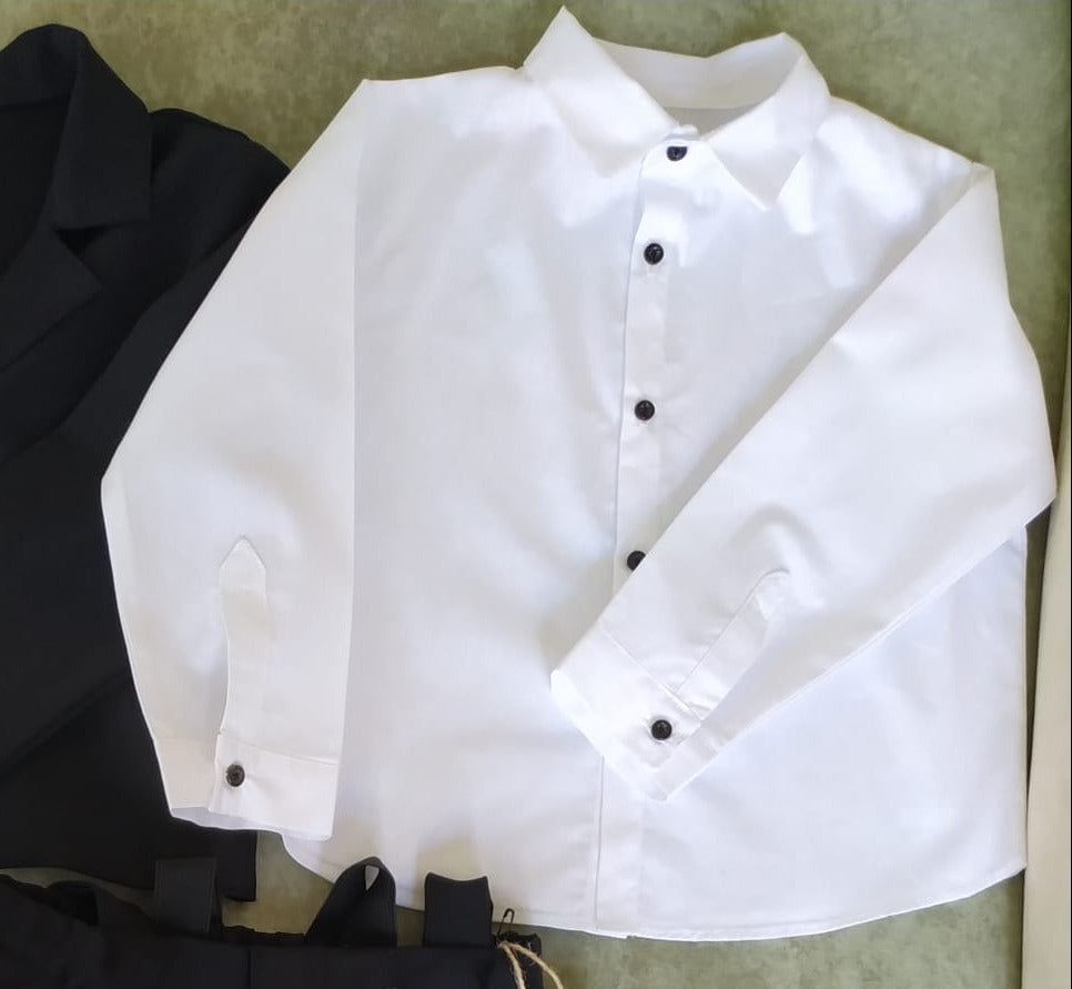 Desensiz Beyaz Erkek Çocuk Gömleği (Uzun kollu / Kısa kollu) (TEK GÖMLEK)