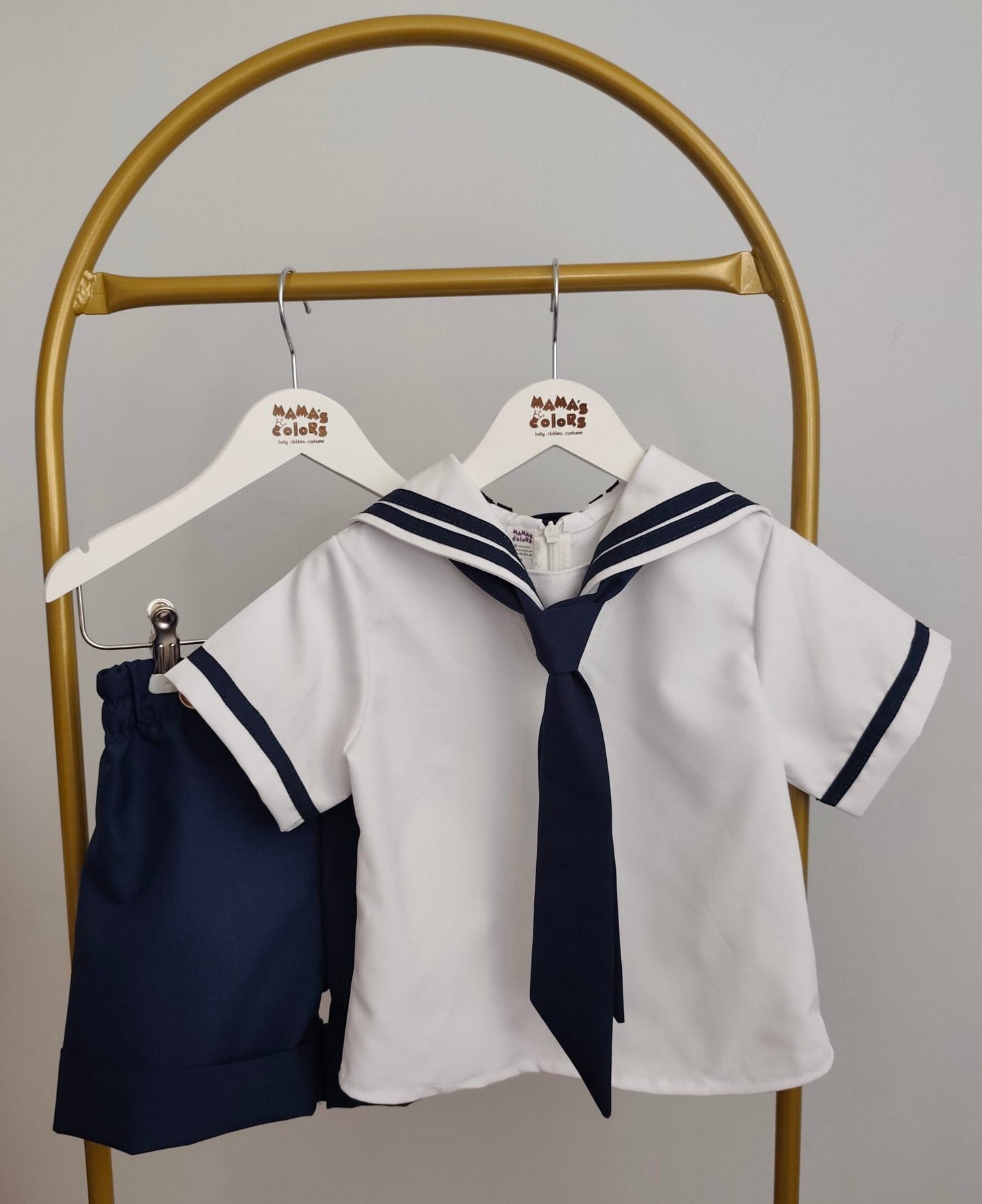 Denizci Gömlek, Askılı Şort ve Yaka Kostüm Takımı