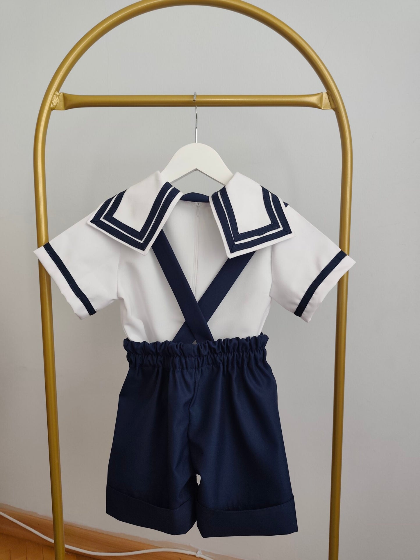 Denizci Gömlek, Askılı Şort ve Yaka Kostüm Takımı