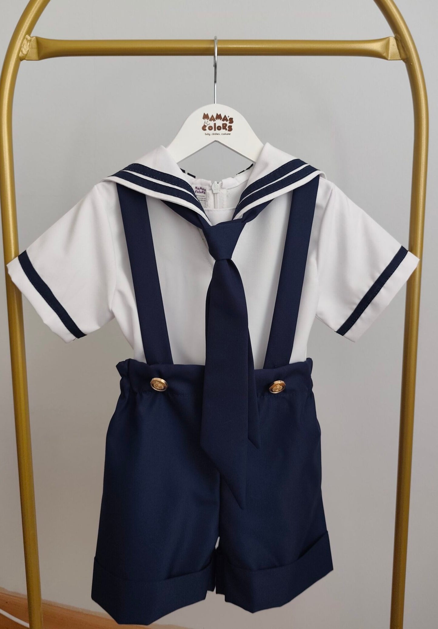 Denizci Gömlek, Askılı Şort ve Yaka Kostüm Takımı